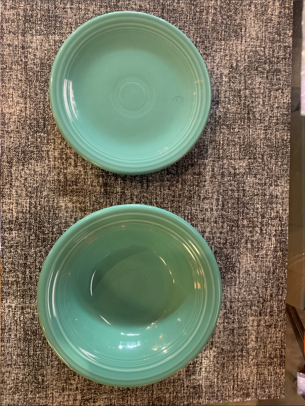 Fiesta Fruit Dessert Bowl & Dessert Plate Sea Mist Retired Color Made USA